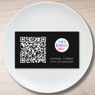 Carte De Visite Code QR Logo Entreprise Professionnel Moderne Noir