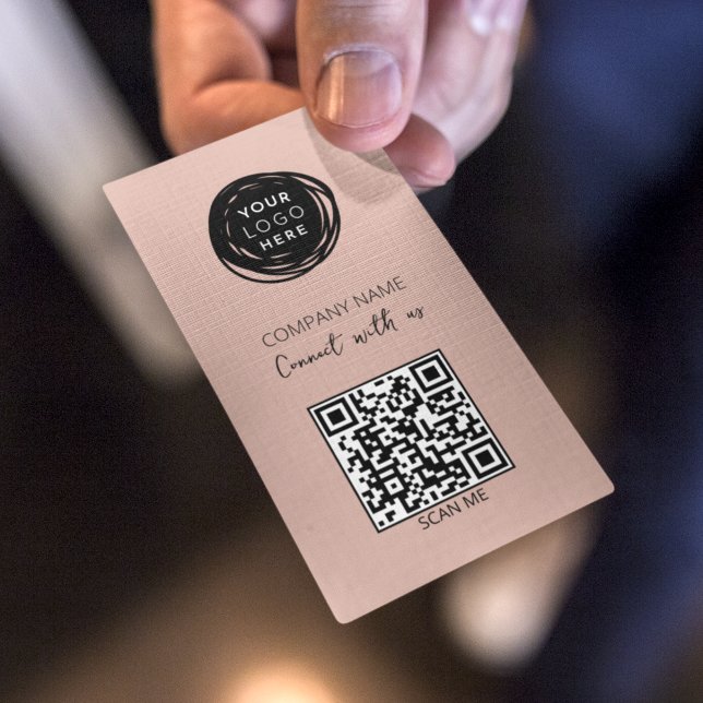 Carte De Visite Code QR Logo Entreprise Rose (Créateur téléchargé)