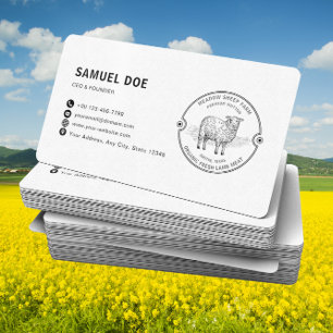 Carte De Visite Code QR LOGO Ferme de mouton d'agneau rustique 