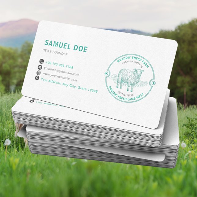 Carte De Visite Code QR LOGO Ferme de moutons d'agneau rustique Ve (Créateur téléchargé)