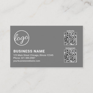 Carte De Visite Code QR Logo Gris Professionnel Moderne