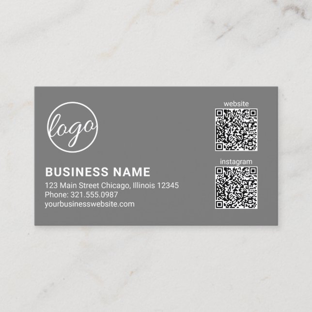 Carte De Visite Code QR Logo Gris Professionnel Moderne (Devant)
