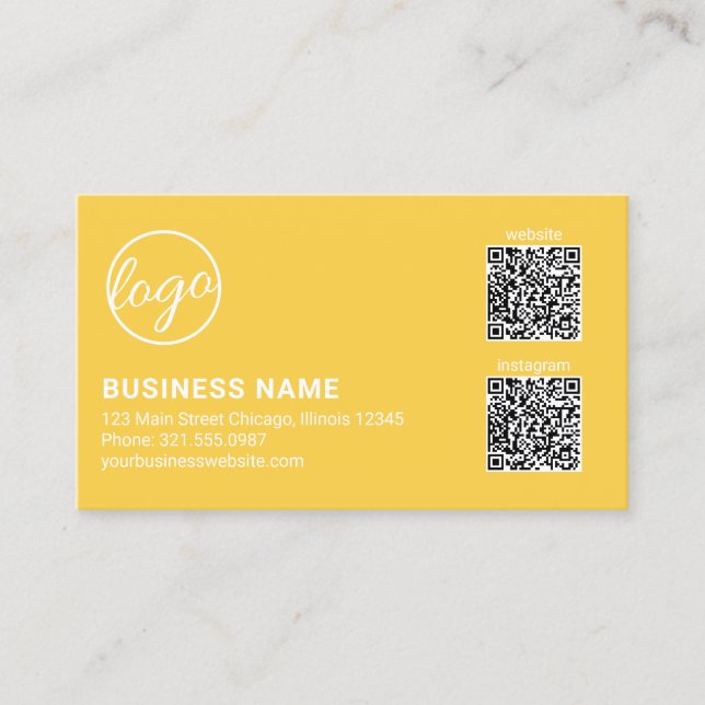 Carte De Visite Code QR Logo Jaune Professionnel Moderne (Devant)