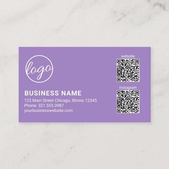 Carte De Visite Code QR Logo Lavande Professionnel Moderne (Devant)