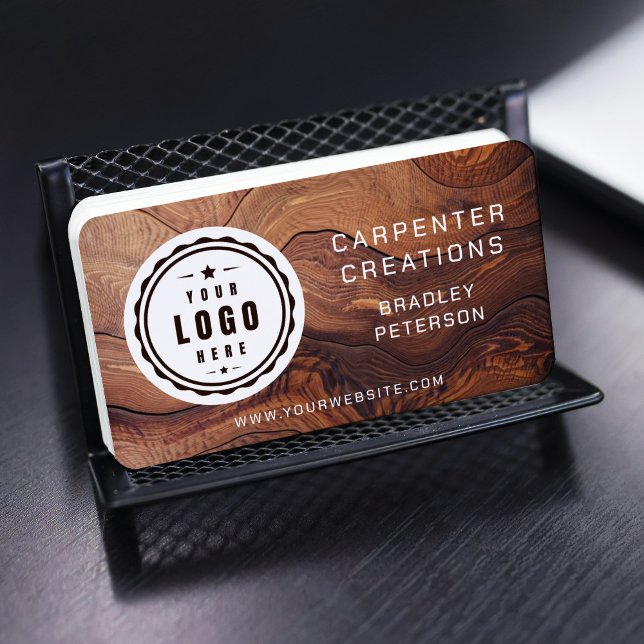 Carte De Visite Code QR Logo Moderne Menuiserie Bois Construction (Créateur téléchargé)