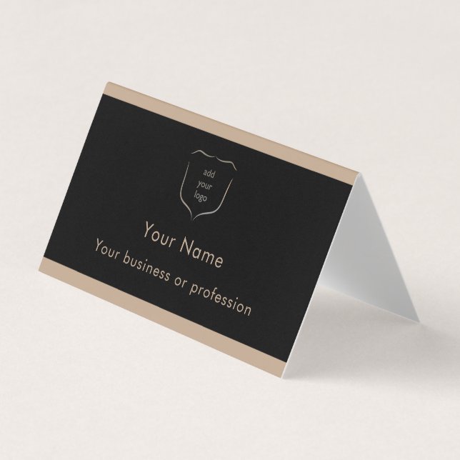 Carte De Visite Code QR Logo Noir & Brun Élégant Professionnel (Devant)