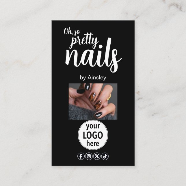 Carte De Visite Code QR Logo Oh So Pretty Nails Social (Devant)