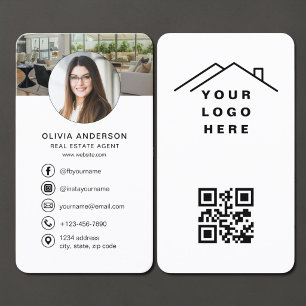Carte De Visite Code QR Logo Photo Agent Immobilier