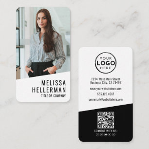 Carte De Visite Code QR Logo Photo Professionnel Vertical