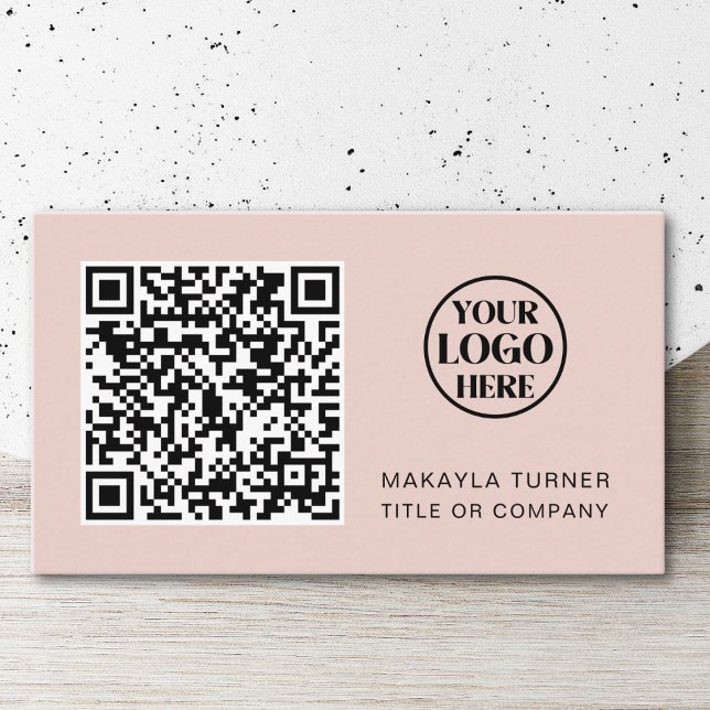 Carte De Visite Code QR - Logo professionnel Blush Pink Profession (Créateur téléchargé)