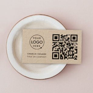 Carte De Visite Code QR logo professionnel Rustique Kraft 