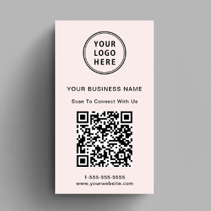 Carte De Visite Code QR Logo Promotionnel Moderne Rose