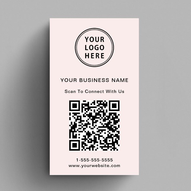 Carte De Visite Code QR Logo Promotionnel Moderne Rose (Capture attention, make connections, and leave a lasting impression with our modern QR business card)
