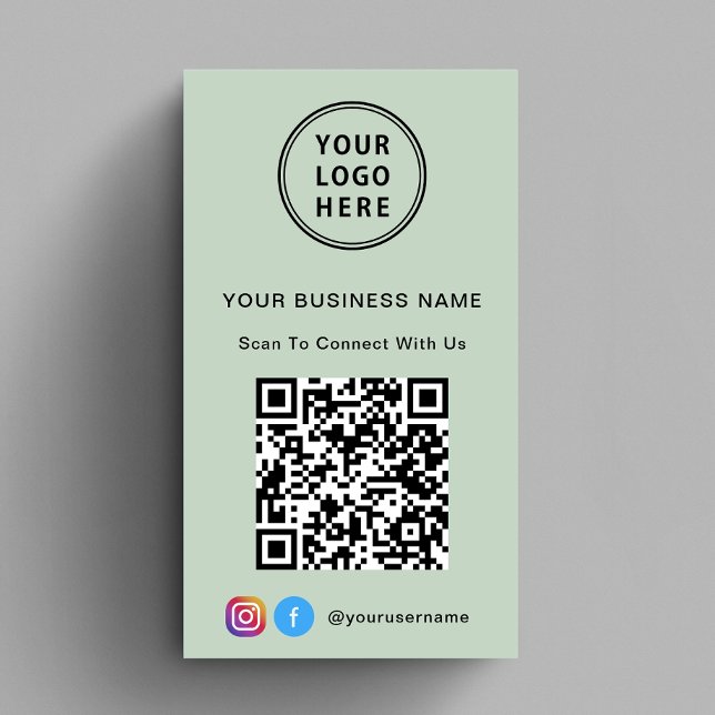 Carte De Visite Code QR Logo Promotionnel Sage (Capture attention, make connections, and leave a lasting impression with our modern QR business card)