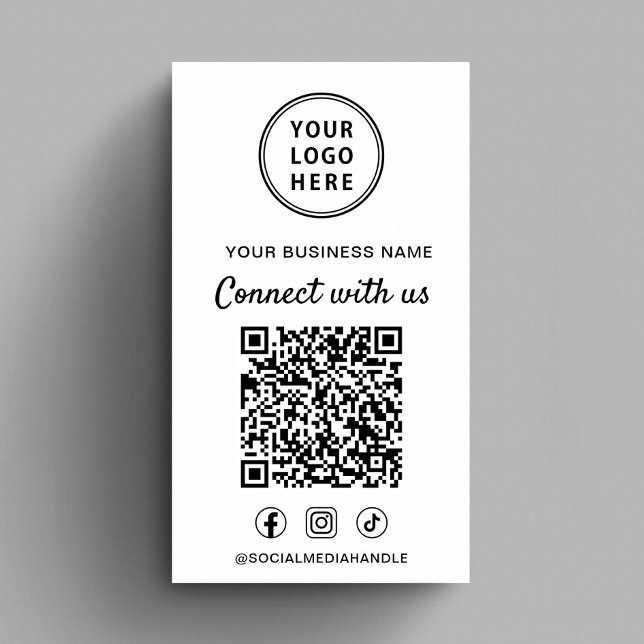 Carte De Visite Code QR Logo Réseau Social Connectez-vous à Nous (Logo QR Code Social Media Connect With Us Business Card)