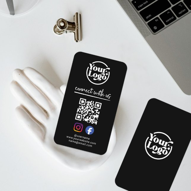 Carte De Visite Code QR Logo Réseau Social Connectez-vous avec nou (Créateur téléchargé)
