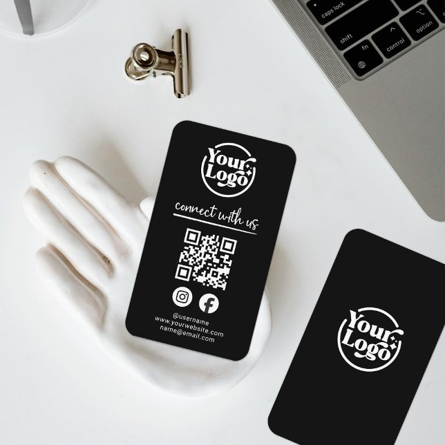 Carte De Visite Code QR Logo Réseaux Sociaux Connectez-vous avec n (Créateur téléchargé)