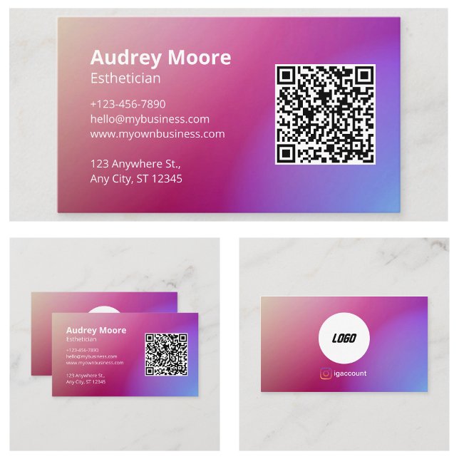 Carte De Visite Code QR Logo Salons de Esthétique Spas Moderne (Logo QR Code Esthetician Salons Spas Modern Business Card
)