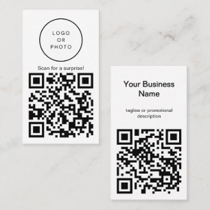 Carte De Visite Code QR Logo Simple Moderne Noir et Blanc Droit