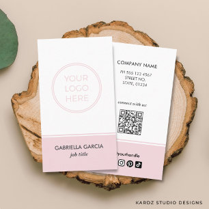 Carte De Visite Code QR Logo Simple Réseaux Sociaux Rose