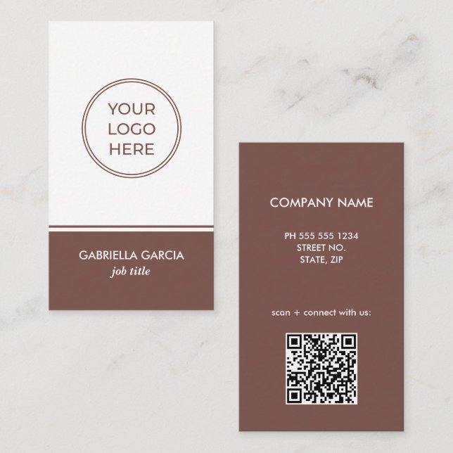 Carte de visite Code QR Logo Simple Terracotta (Devant / Derrière)