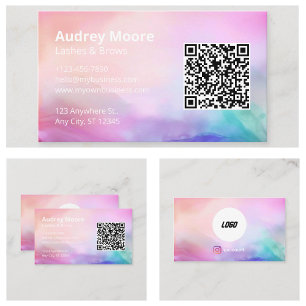 Carte De Visite Code QR Logo Sourcils Cils Salon de Beauté