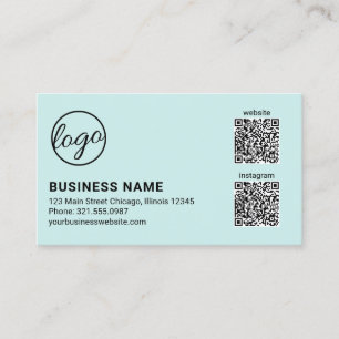 Carte De Visite Code QR Logo Turquoise Professionnel Moderne