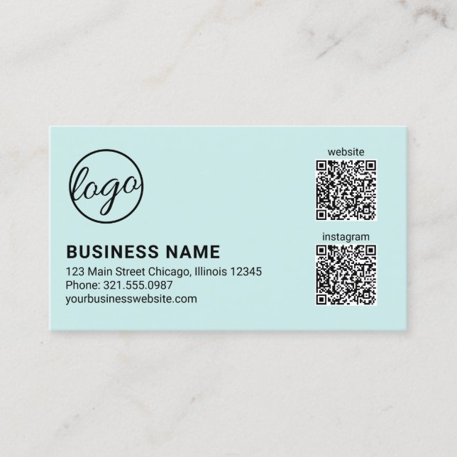 Carte De Visite Code QR Logo Turquoise Professionnel Moderne (Devant)
