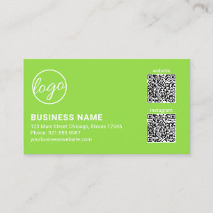 Carte De Visite Code QR Logo Vert Citron Professionnel Moderne