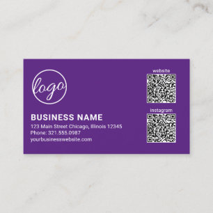 Carte De Visite Code QR Logo Violet Professionnel Moderne