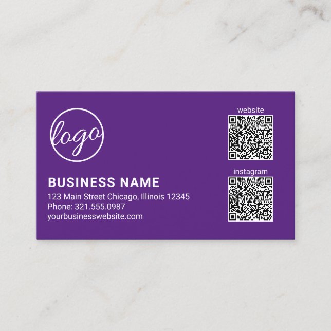 Carte De Visite Code QR Logo Violet Professionnel Moderne (Devant)