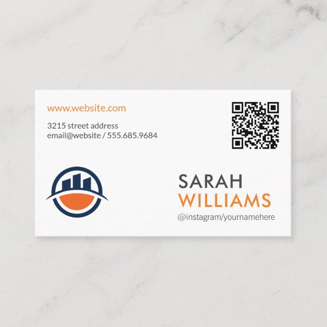 Carte De Visite Code QR | Logos de construction moderne | Corp (Devant)