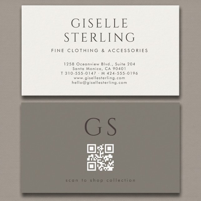 Carte De Visite Code QR Luxe Mode Boutique de Luxe  (Créateur téléchargé)
