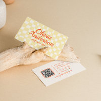 Code QR - Main colorée rétro tirée À damiers Super