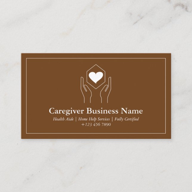 Carte De Visite Code QR main de soignant marron coeur (Devant)