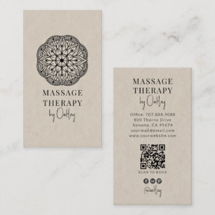 Carte De Visite Code QR Mandala de thérapeute en massage neutre mo