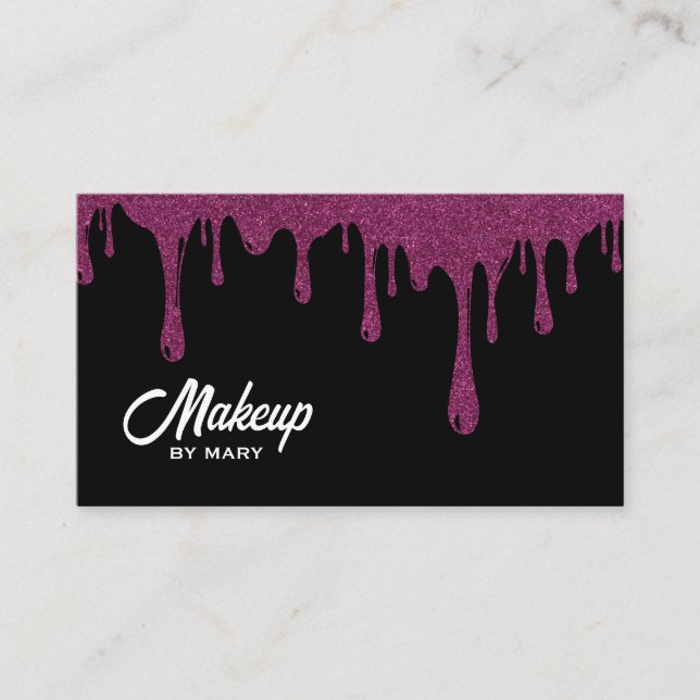 Carte De Visite Code QR Maquillage Moderne Gouttes de Paillettes N (Devant)