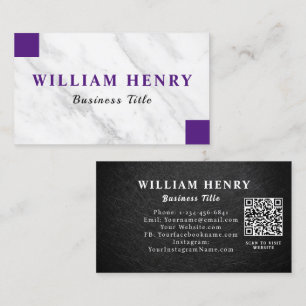 Carte De Visite Code QR Marbre Blanc Personnalisé Fresh Look Name