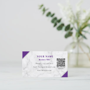 Carte De Visite Code QR Marbre Blanc Personnalisé Minimaliste Nom