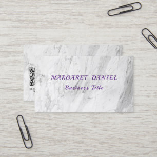 Carte De Visite Code QR Marbre Blanc Personnalisé Nom Minimaliste