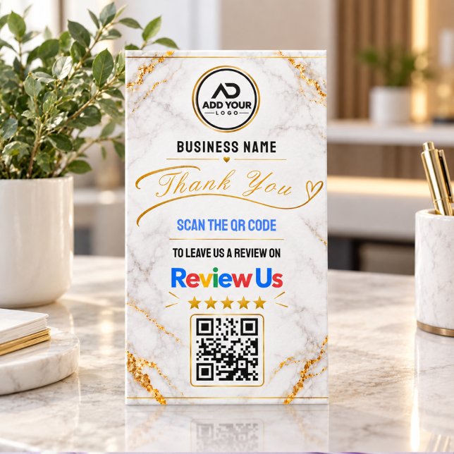 Carte De Visite Code QR Marbre Doré Merci Avis Client (Gold Marble QR Code Thank You Customer Review Business Card
)
