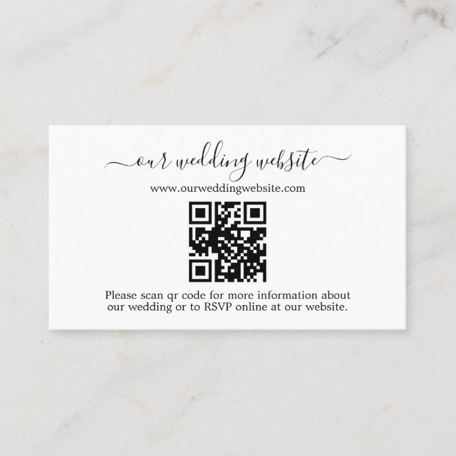 Carte De Visite Code QR Mariage photo RSVP en ligne (Devant)