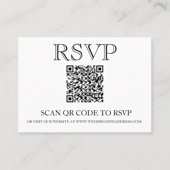 Carte De Visite Code QR Mariage RSVP simple (Devant)