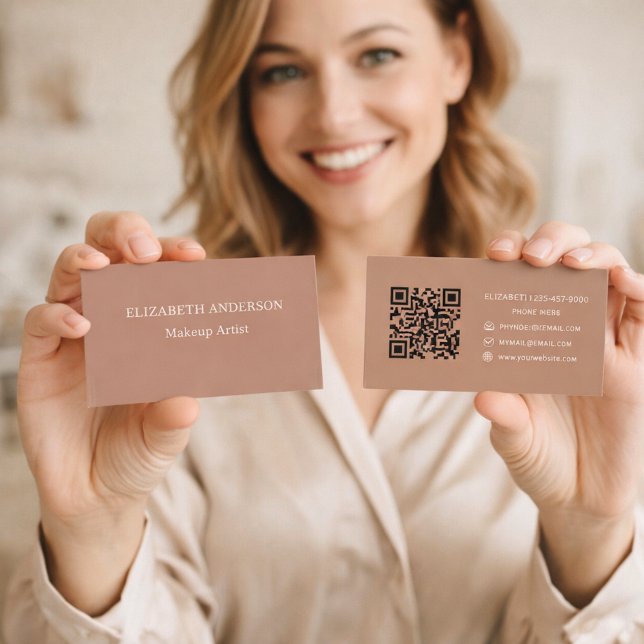 Carte De Visite Code QR marron moka (Créateur téléchargé)
