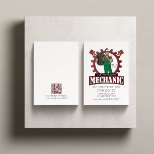 Carte De Visite Code QR Mécanique Réparation automatique Acier de