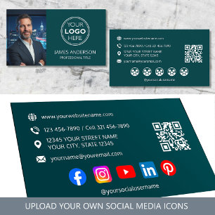 Carte De Visite Code QR Média Social Photo Logo Professionnel Sarc