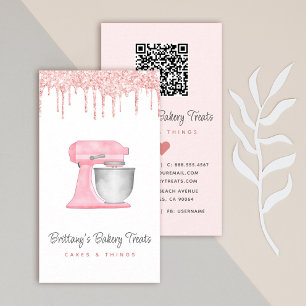Carte De Visite Code QR mélangeur de cuisine rose poudré avec gout