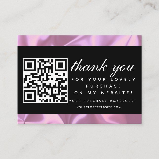 Carte De Visite Code QR Merci Boutique Moderne Beauté Rose (Devant)