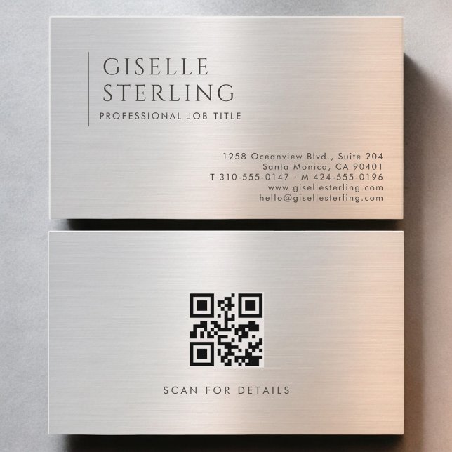 Carte De Visite Code QR Métal Brossé (Créateur téléchargé)