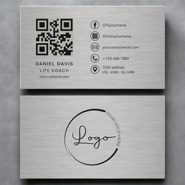 Carte De Visite Code QR Métal Coach de Vie (Créateur téléchargé)